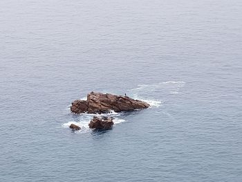 High angle view of rock formation in sea