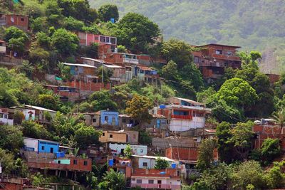 High angle view of buildings in city
