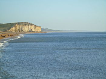 Scenic view of sea against clear sky