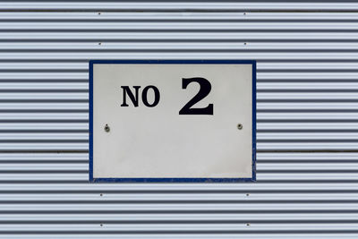 Close-up of number on shutter