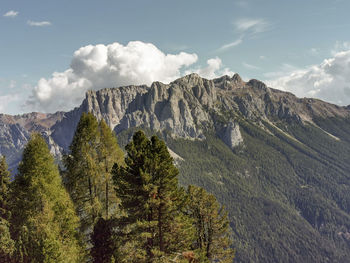 Panoramic view of landscape and mountains against sky