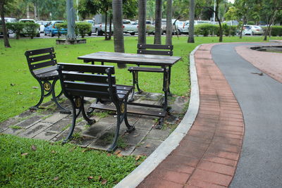 Empty bench in park