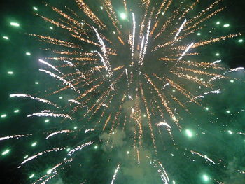 Low angle view of firework display at night