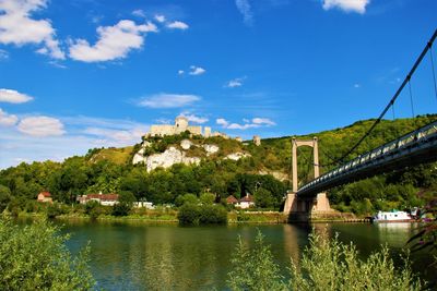 Bridge over river against sky