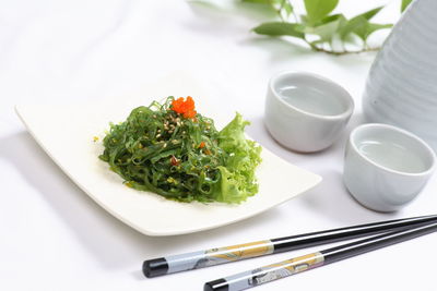 High angle view of meal served in plate