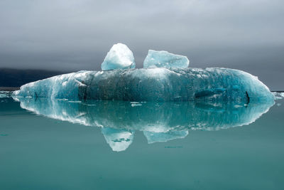 Melting icebergs as a result of global warming in jokulsarlon glacial lagoon. iceland