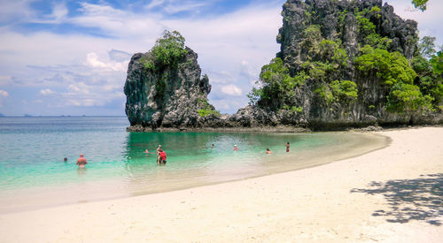 Scenic view of beach against sky