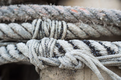 Close-up of rope tied up outdoors