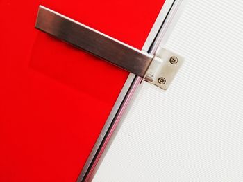 High angle view of open door