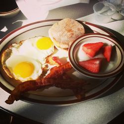 Close-up of breakfast in plate