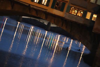 High angle view of illuminated fountain at night