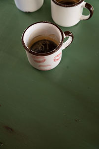 High angle view of coffee in cup