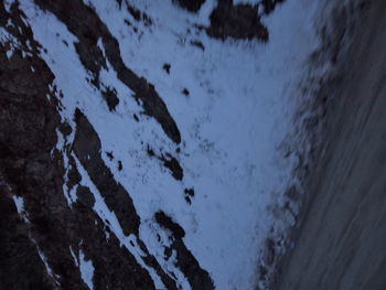 Close-up of snow against sky