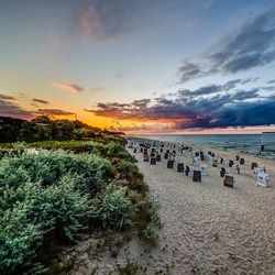 Scenic view of sea at sunset