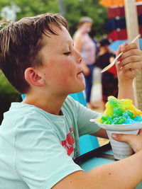 Boy eating food