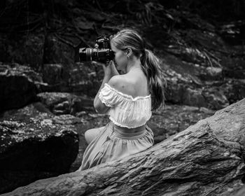 Woman photographing