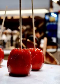 Close-up of sweet apple on table