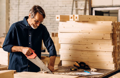 Man working on wood