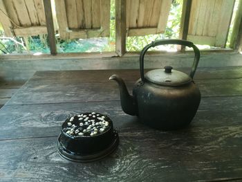 Tea cup on table