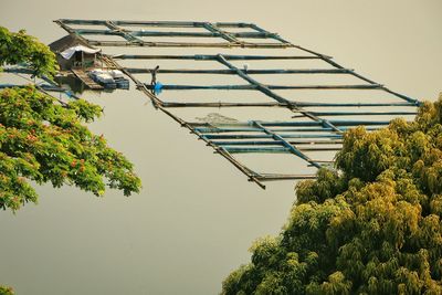 High angle view of fisherman in lake sampaloc