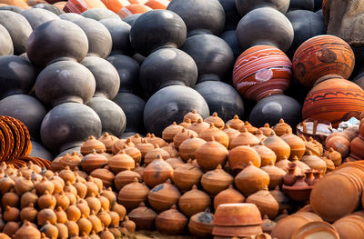 Backgrounds of earthen clay pots and vases