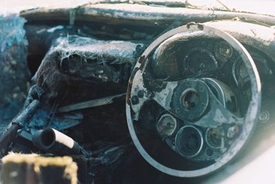 Close-up of rusty wheel