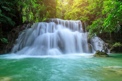 Huai mae khamin waterfall level 3, khuean srinagarindra national park, kanchanaburi, thailand