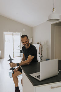 Man training at home