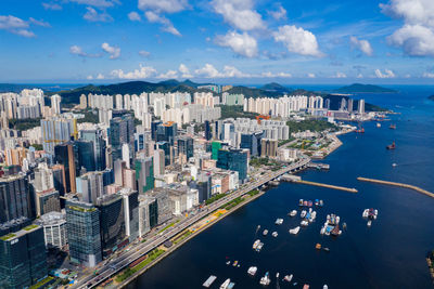 Aerial view of buildings in city