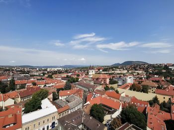 High angle view of townscape against sky