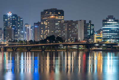 Illuminated city at night