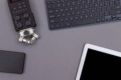 High angle view of laptop on table