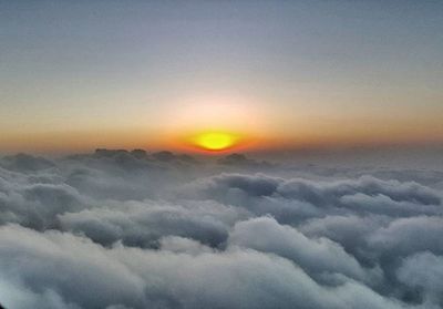 Scenic view of dramatic sky during sunset