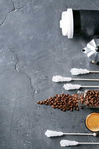 High angle view of coffee beans on table