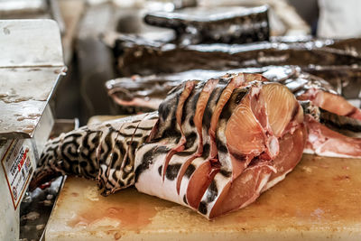 Close-up of meat for sale