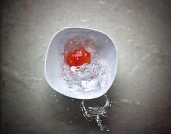 High angle view of ice cream in water