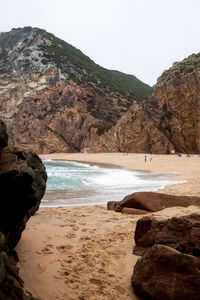 Scenic view of beach against clear sky