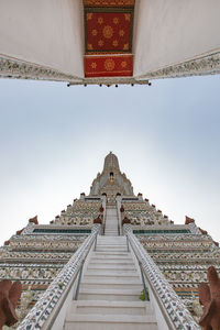 Low angle view of temple building against sky