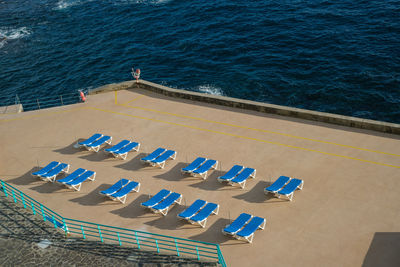 Sun loungers in the recreation area