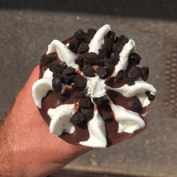 Close-up of hand holding ice cream cone