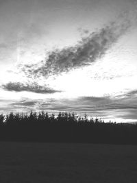 Silhouette trees on field against sky