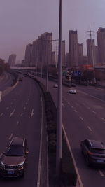 Traffic on road in city