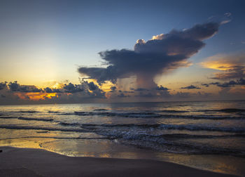 Scenic view of sea against sky during sunset