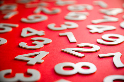 Close-up of heart shape text on white wall