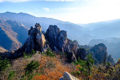 Panoramic view of mountains against sky