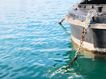 High angle view of fishing boat in sea