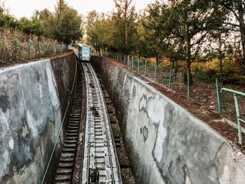 Railroad tracks by canal
