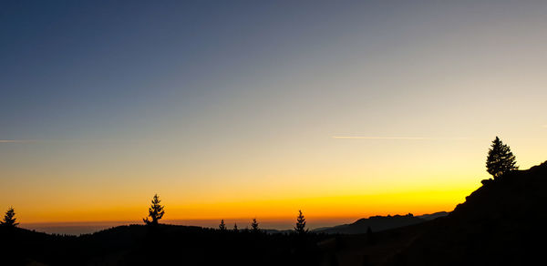 Scenic view of silhouette landscape against sky during sunset