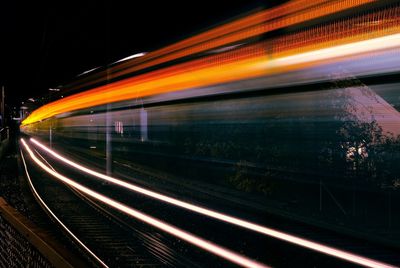 Blurred motion of train at night