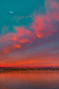 Scenic view of river against sky at sunset